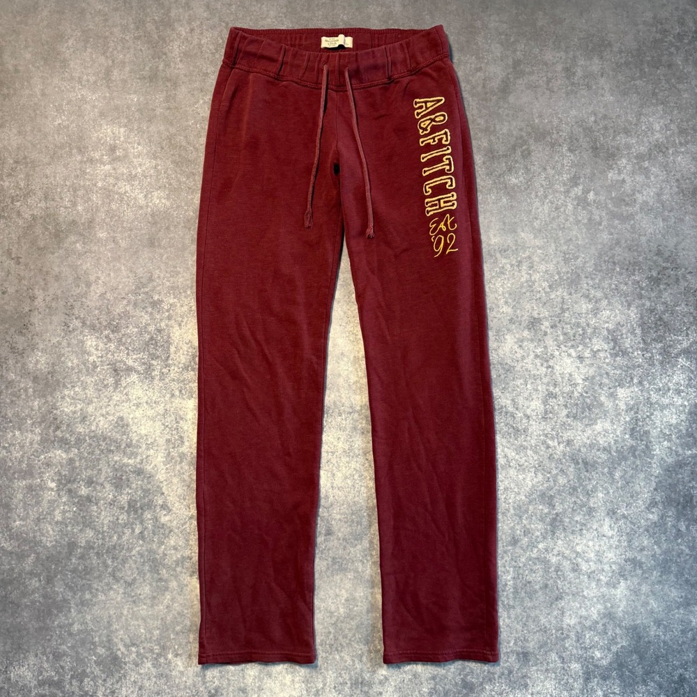 Vintage Y2K Abercrombie & Fitch Sweatpants Womens S Burgundy Varsity Logo Pants